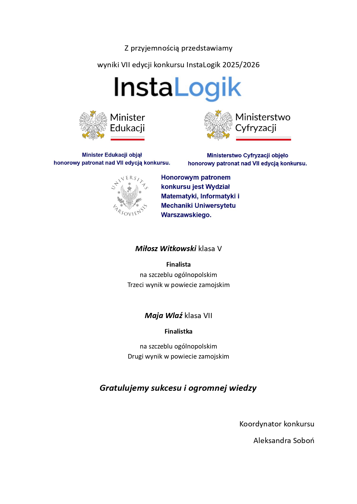 na stronę wyniki InstaLogik VII 2026 page 0001